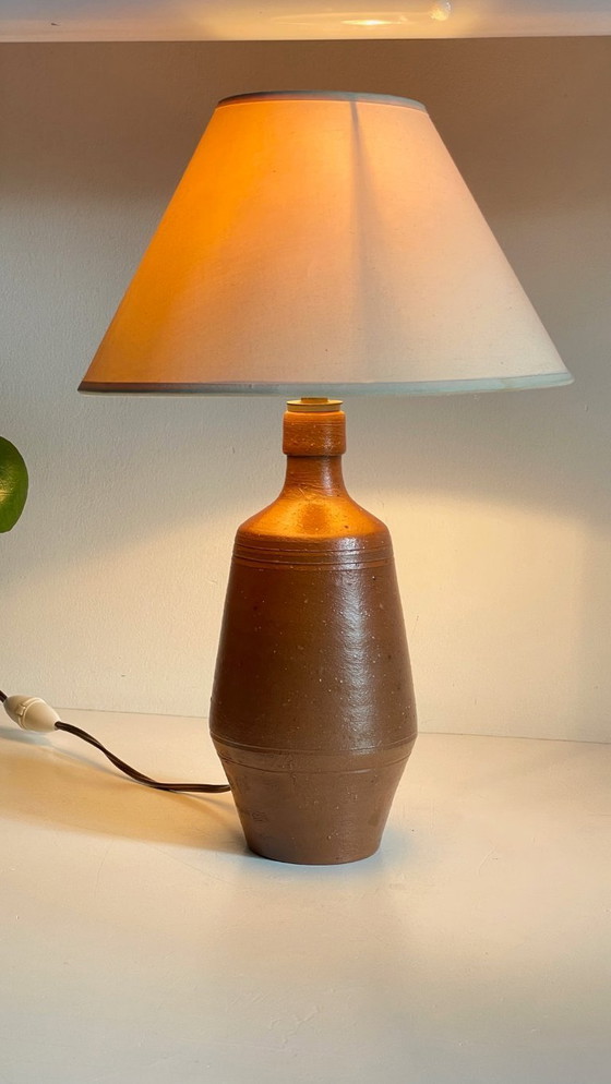 Image 1 of Vintage Portuguese glazed stoneware handcrafted lamp