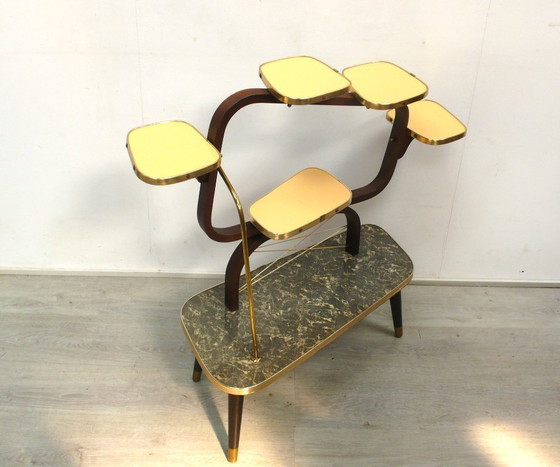 Image 1 of 50s 60s large flower stand flower etagere 6 levels, with bentwood frame and formica, Rockabilly Mid - Century era