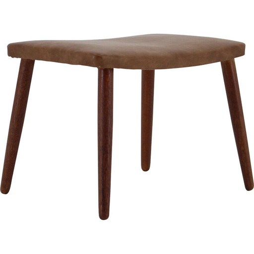 Tabouret vintage en cuir, Danemark 1960