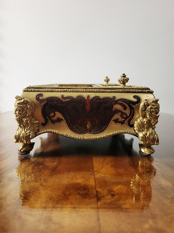 Franse Napoleon III Boulle Marquetry Inktstel (Encrier) – Ca. 1860–1880 – Decoratieve objecten, Copper (photo 4 of 10)