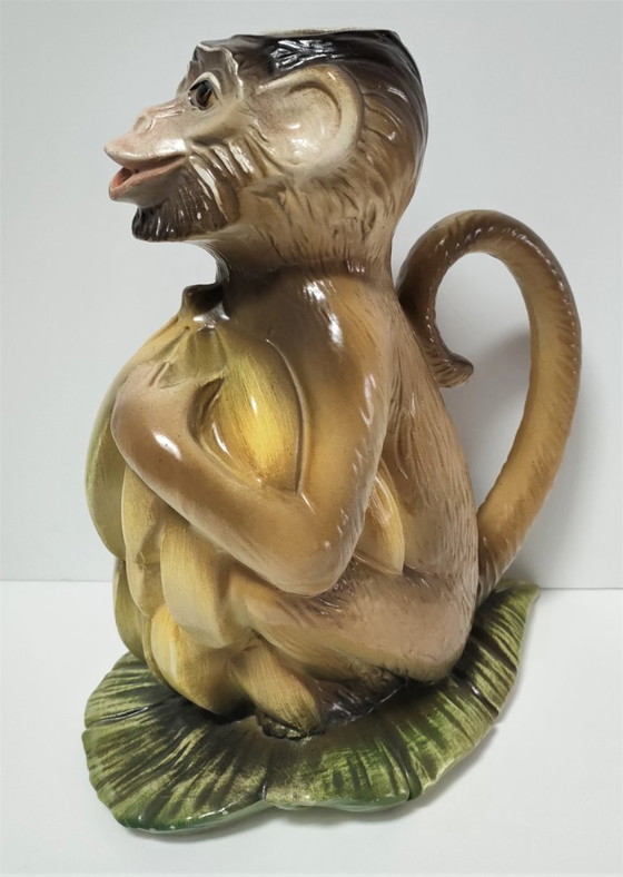 Image 1 of Keramische apenkan, beschilderd ontwerp uit de jaren 80