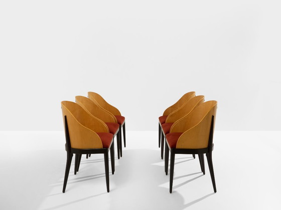 Garouste & Bonetti Concerto Chairs Sycamore Bronze Alpaca Velvet 1990 – Dining chairs, Wood (photo 3 of 11)
