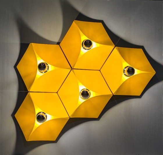 Image 1 of  Vintage Duitse zeshoekige wandlamp van Hoffmeister-Leuchten, 1970