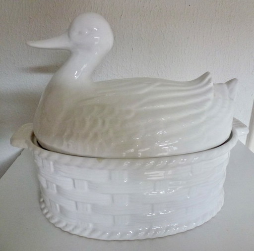 Vintage Keramik-Pastetenschale in Form einer Ente.