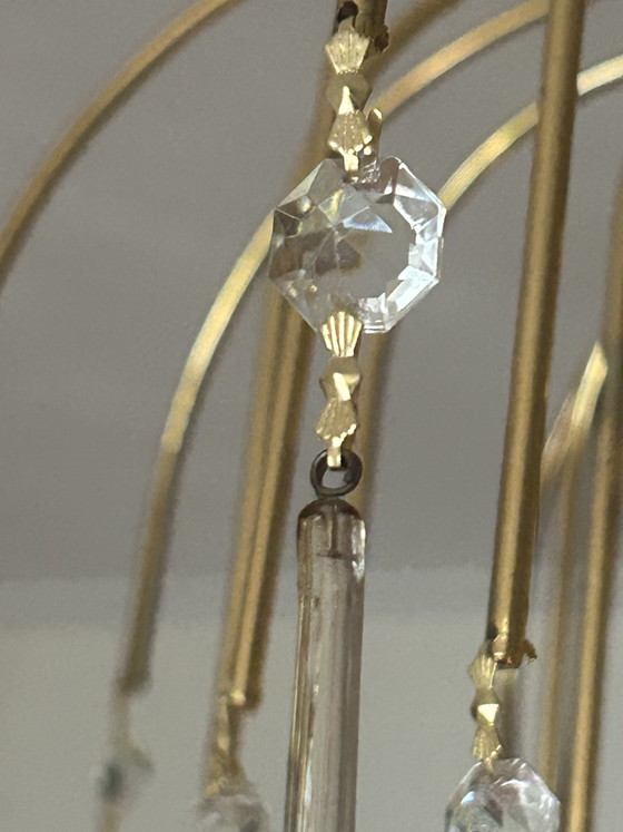 Image 1 of Large Vintage Teardrop Chandelier with Pink Murano Drops