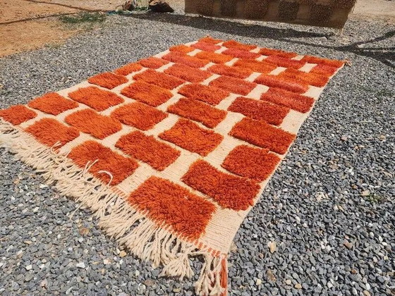 Large Moroccan Berber rug in orange and ecru wool, 400 x 300 cm. – Rugs & carpets, Cotton (photo 2 of 10)