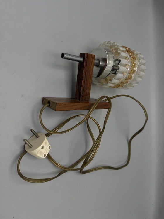 Image 1 of Vintage wall lamp with glass and wood