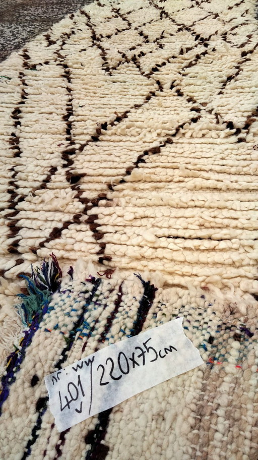 Handgeknoopt Berber kleed wol 220x75cm