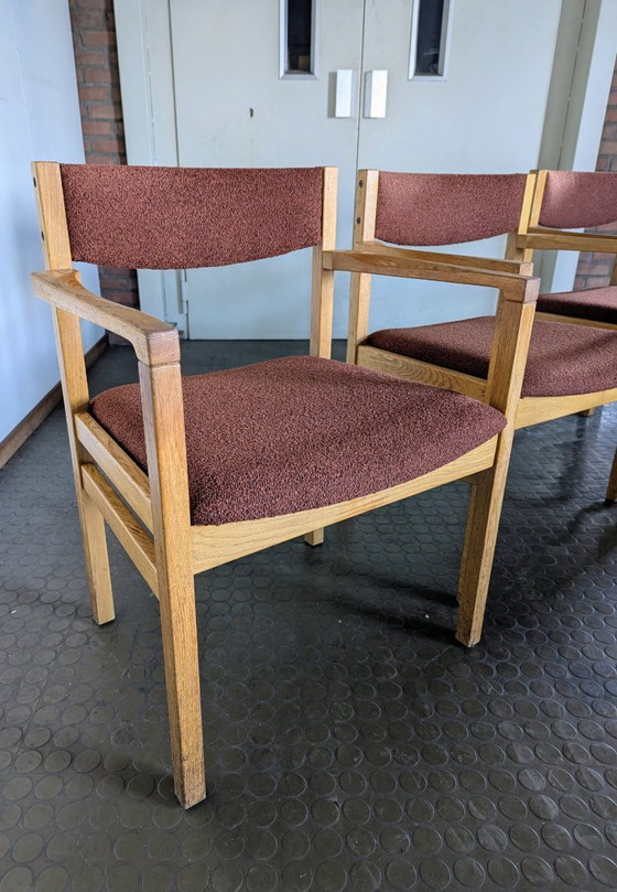 Image 1 of 4 Danish vintage chairs, oak & boucle fabric
