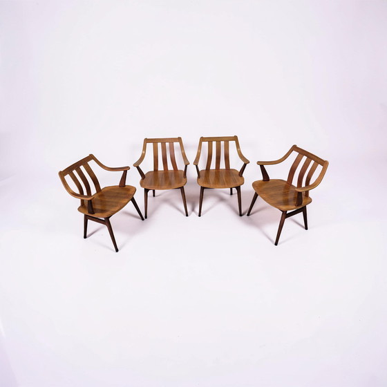 Image 1 of 4 chaises en contreplaqué style milieu du siècle, Pays-Bas, années 1960
