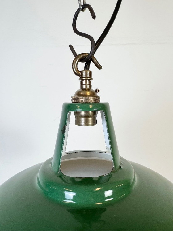 Image 1 of Industrial Green Enamel Factory Pendant Lamp, 1960s