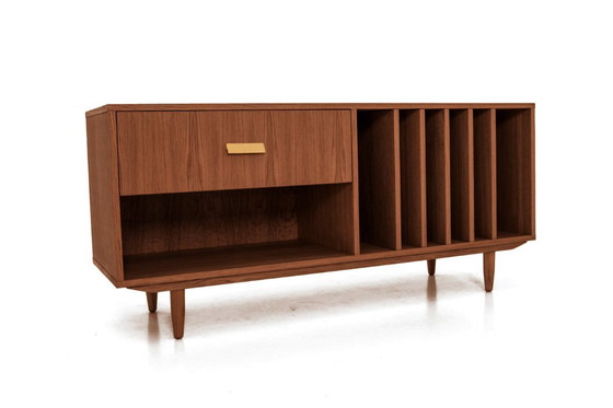 Image 1 of Turntable and vinyl cabinet stained teak T-S12