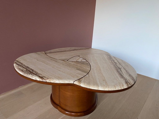 Jean Royère stijl salontafel koffietafel midcentury travertin