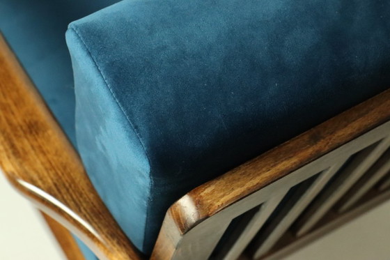 Image 1 of Vintage fauteuil blauw marin Scandinavisch ontwerp door Z.Bączyk 1965