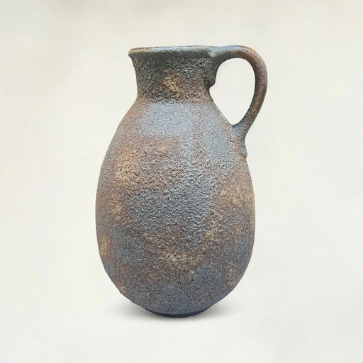 Scheurich Vintage Studio ceramic jug, model 368-50, handmade lava/ fireclay ceramic in natural shade