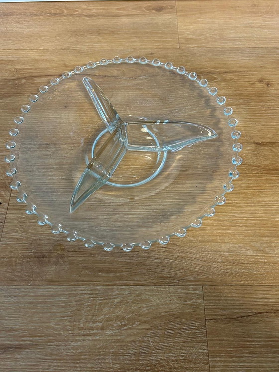 Image 1 of Vintage Serveerschaal Met Kleurloos Glas