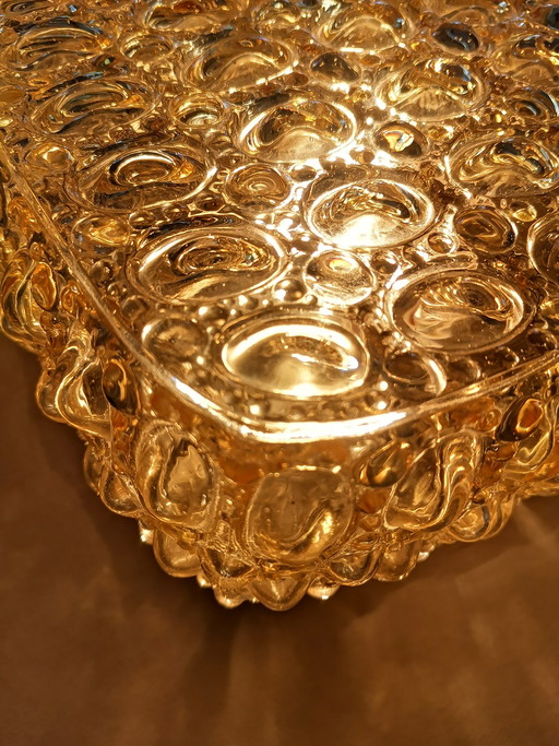 Original Mid Century Bubble Glas Wandlampe Limburg A670 Amber Bernstein Space Age 60er 70er Tynell-Ära