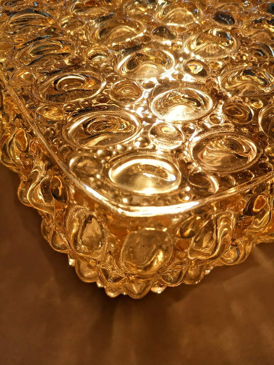 Image 1 of Original Mid Century Bubble Glas Wandlampe Limburg A670 Amber Bernstein Space Age 60er 70er Tynell-Ära