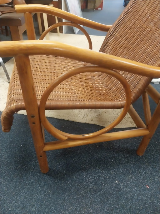 1 sillón de ratán y bambú de los años 70