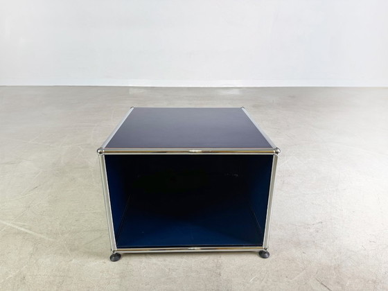 Image 1 of USM Haller coffee table Fritz Haller steel blue side table sideboard
