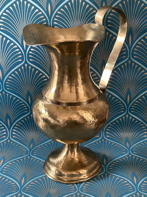 Brocca "Cognolato" con piatto Ottone Battuto a mano 