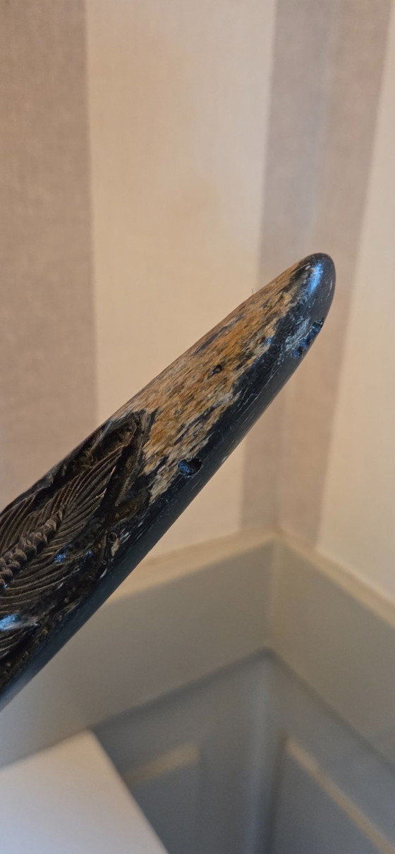 Image 1 of Large carved buffalo horn on a base (ref 4168)