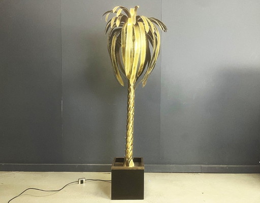 Messing vloerlamp in de vorm van een palmboom van Maison Jansen, jaren 70.