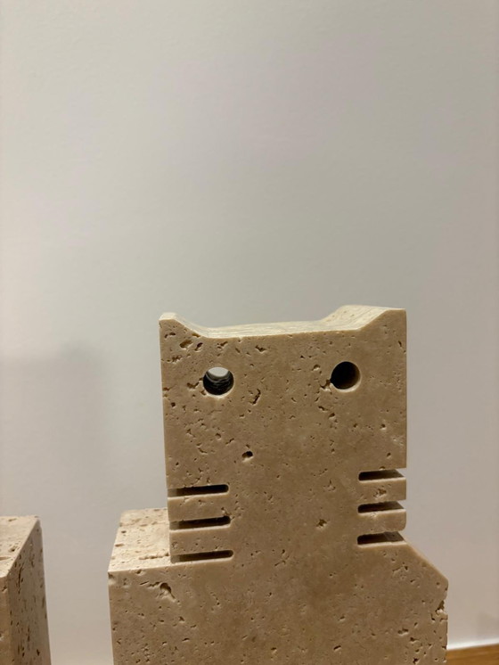 Image 1 of Coppia di gatti in travertino, Fratelli Mannelli, Italia, anni '70