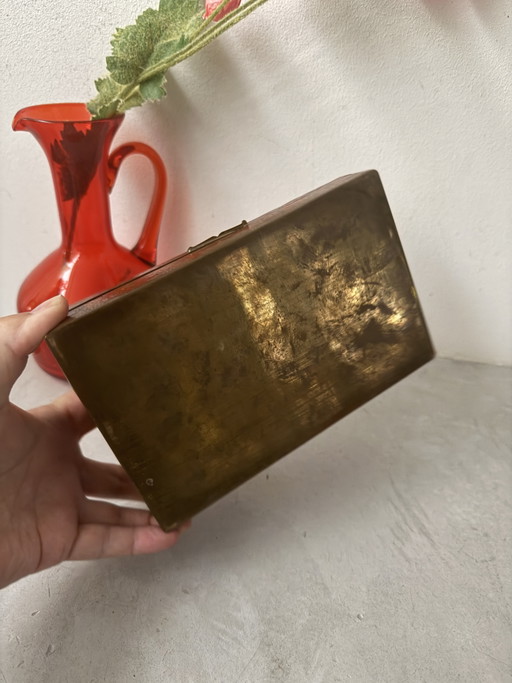 Vintage Brass & Wooden Jewelry Box | Birds | Handcrafted – decoratieve objecten (photo 2 of 5)