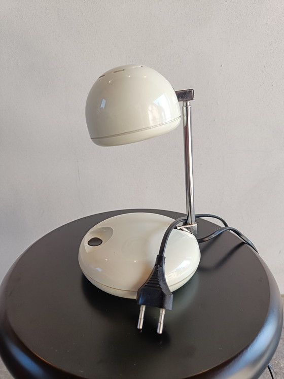 Image 1 of Vintage Space Age Table Lamp in White Plastic and Chrome, Italy 1970s/1980s