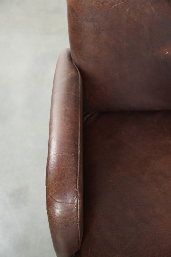 Image 1 of 4 chaises de salle à manger/d'appoint magnifiquement finies avec accoudoirs en cuir de vachette