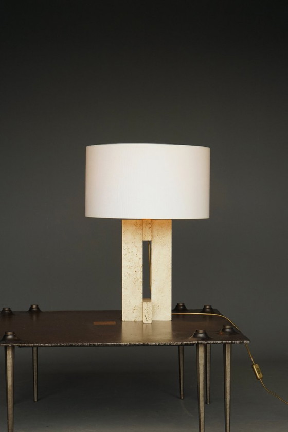 Image 1 of Mid-Century Table Lamp in Travertine, Italy, 1970s