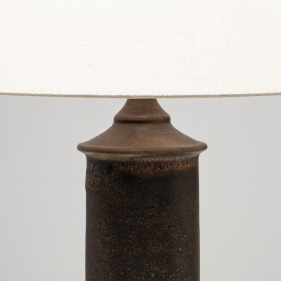 Braune glasierte Steingut Tischlampe von Kai Klinge für Oreby Keramik, Dänemark, 1970er Jahre, Tischlampen (Foto 4 von 8)
