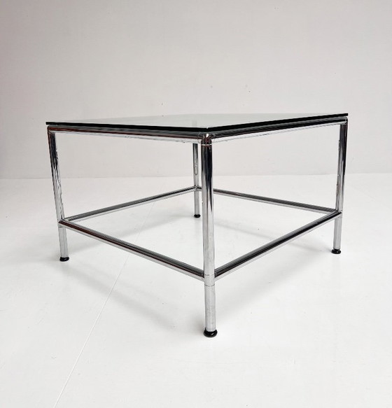 Tavolino da caffè quadrato in vetro, 71 x 71 cm, anni '90 – Tavolini da caffè, Metal (photo 5 of 13)