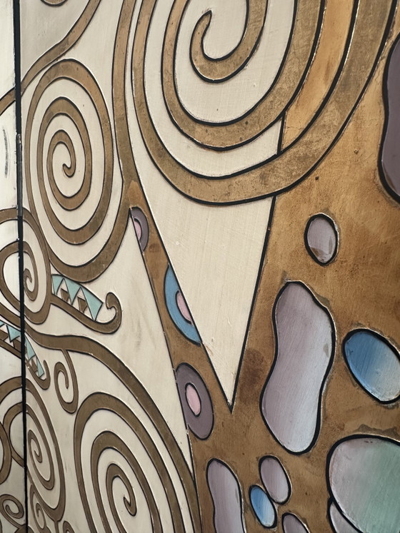 Image 1 of Paravent/séparateur de pièce vintage Gustav Klimt « L'Étreinte »