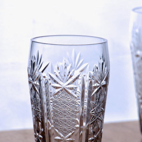 Image 1 of 7 antieke geslepen kristallen longdrinkglazen