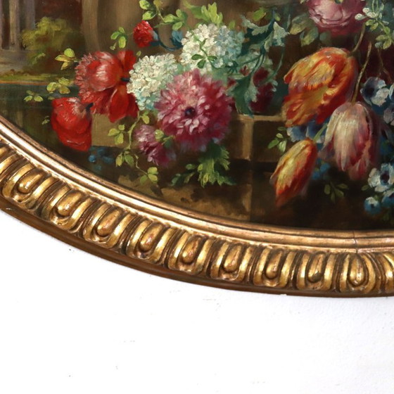 Cherubs With Flowers, Oil Painting On Board Signed, Italy Early 20th Century – Paintings & Drawings, Wood (photo 15 of 18)