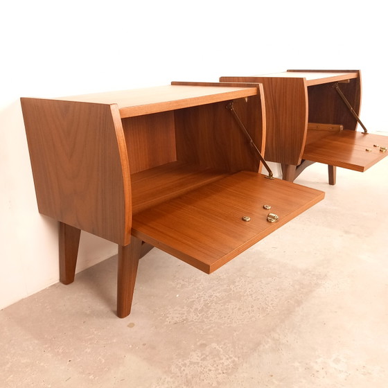 Image 1 of 2x Louis van Teeffelen nachtkastje teak| vintage jaren 60