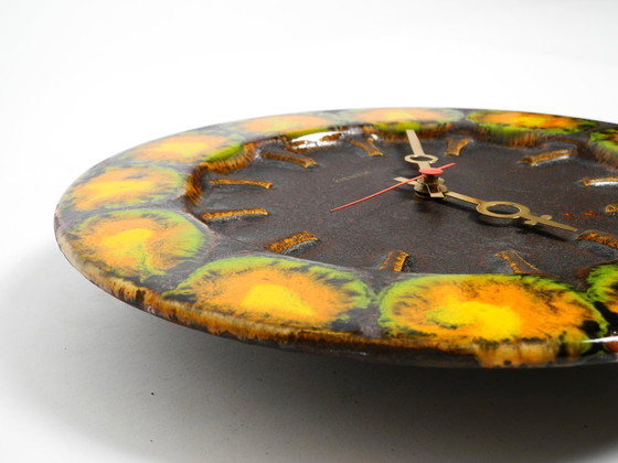 Image 1 of Bellissimo grande orologio da parete in ceramica Fat Lava di Kienzle del 1960