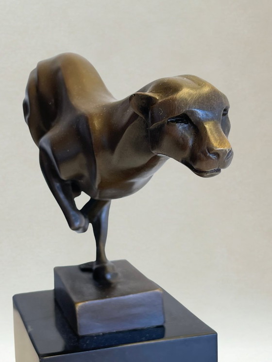 Image 1 of Sculpture Art Déco – Panthère en course - Bronze patiné – 19cm