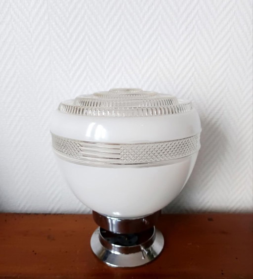Lampe space age verre et chrome