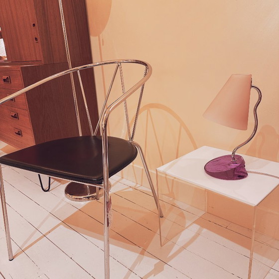 Image 1 of Italian desk light with purple and pink murano crystal glass