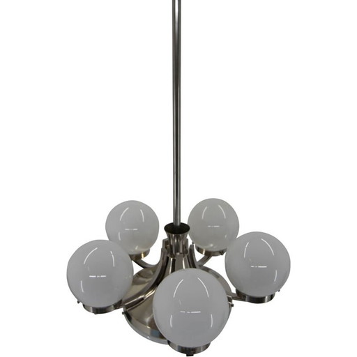 Vernickelter Art-Deco-Kronleuchter, 1930