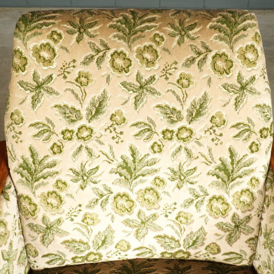 Image 1 of Poltrona club vintage – velluto con motivo a foglie – anni '60