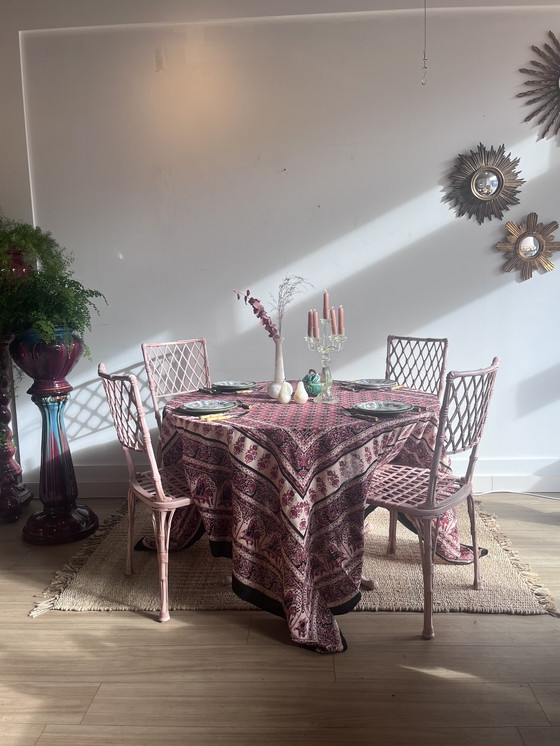 Image 1 of Faux Bamboo tuinset tafel en 4 stoelen vintage