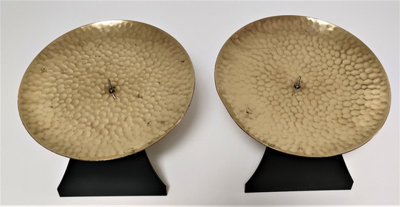 Image 1 of coppia di candelieri in ottone e metallo degli anni '70