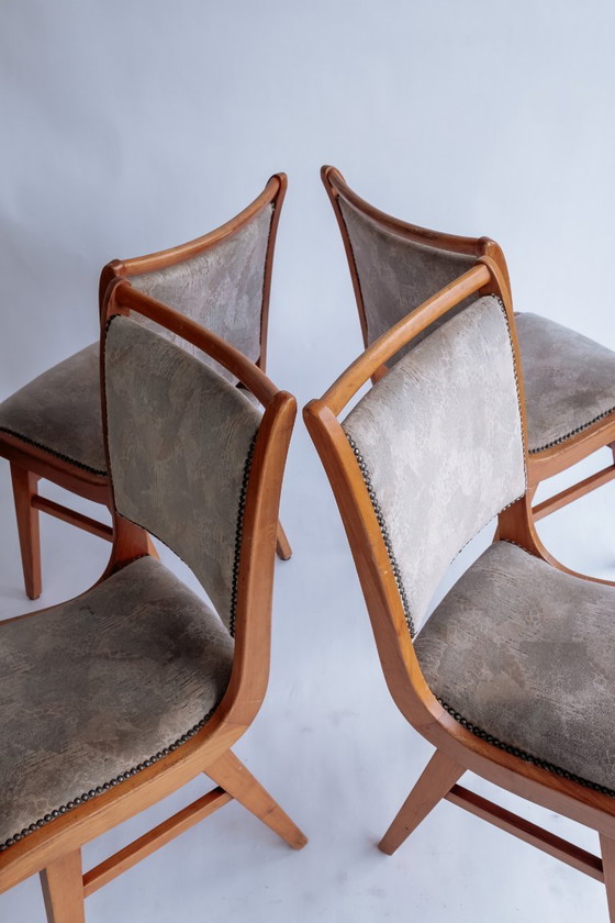 Image 1 of Set Van 4 Vintage Houten Eetkamerstoelen