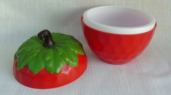 Image 1 of Vintage Strawberry Ice Bucket | 1970s Plastic Barware | Retro Fruit Ice Bucket | Mid-Century Bar Accessory