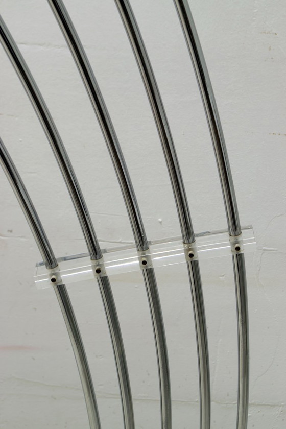 Image 1 of Midcentury Italian Arched Floor Lamp 5 Lights Chrome Metal and Lucite, 1960s