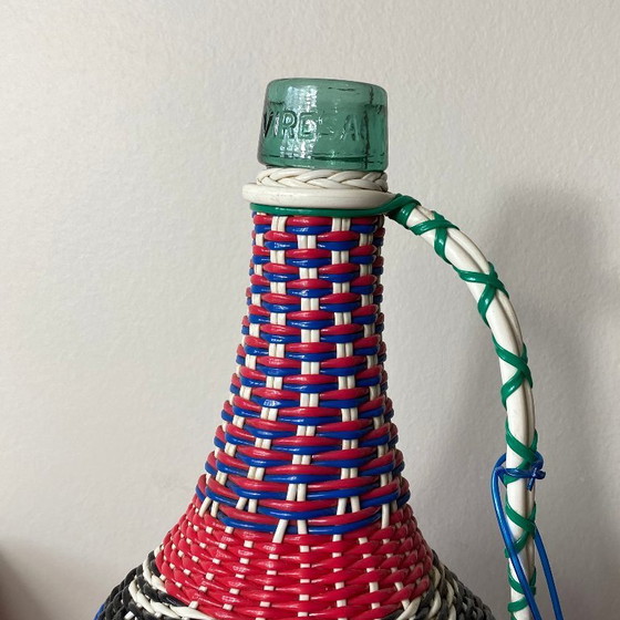 Image 1 of Old glass bottle and vintage plastic braiding scoubidou